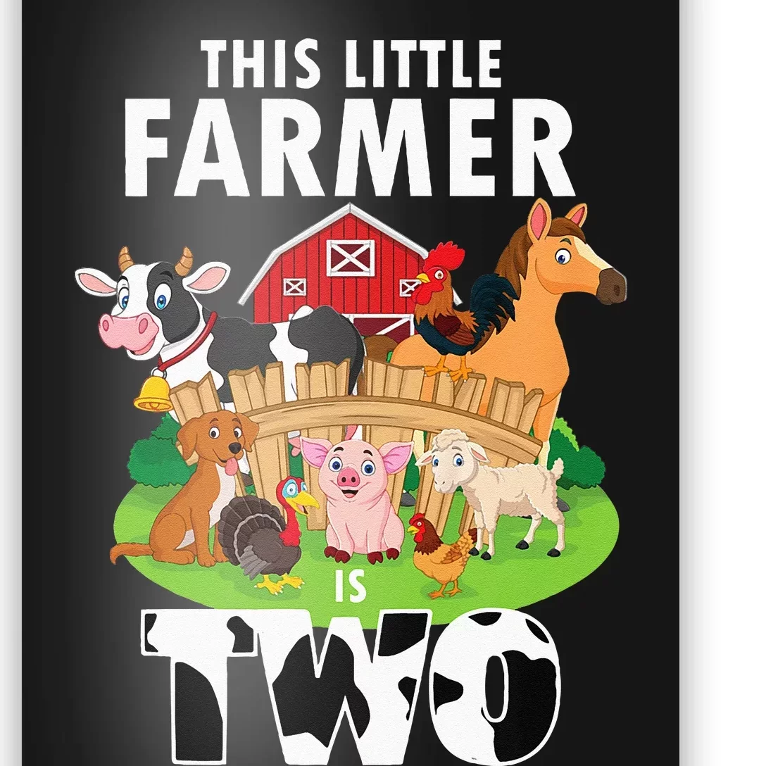 Kids 2 Years Old Boy Farmer 2nd Birthday Farm Animals Kids Poster