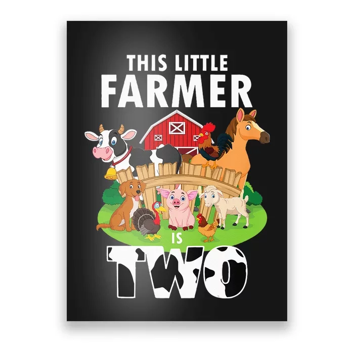 Kids 2 Years Old Boy Farmer 2nd Birthday Farm Animals Kids Poster