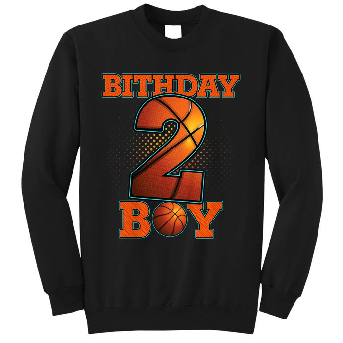 K.i.d.s 2 Years Old Basketball Boy 2nd Birthday Party Tall Sweatshirt