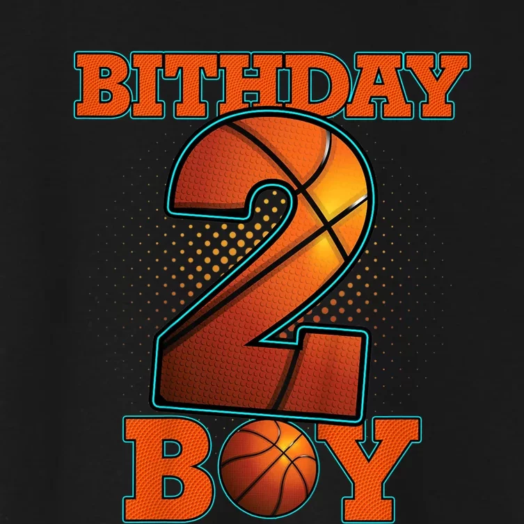 K.i.d.s 2 Years Old Basketball Boy 2nd Birthday Party Women's Crop Top Tee