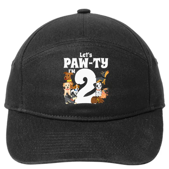 Kids 2 Year Old Puppy Dog Birthday Pawty Dogs 2nd Party Gift Idea 7-Panel Snapback Hat