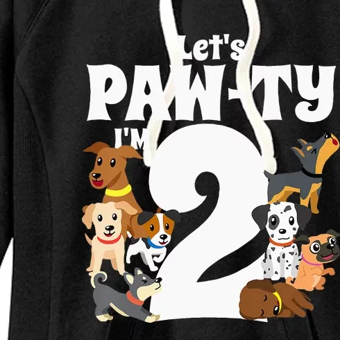 Kids 2 Year Old Puppy Dog Birthday Pawty Dogs 2nd Party Gift Idea Women's Fleece Hoodie