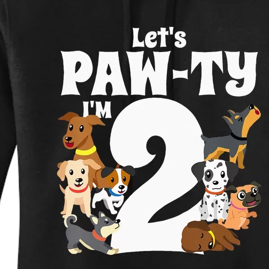 Kids 2 Year Old Puppy Dog Birthday Pawty Dogs 2nd Party Gift Idea Women's Pullover Hoodie