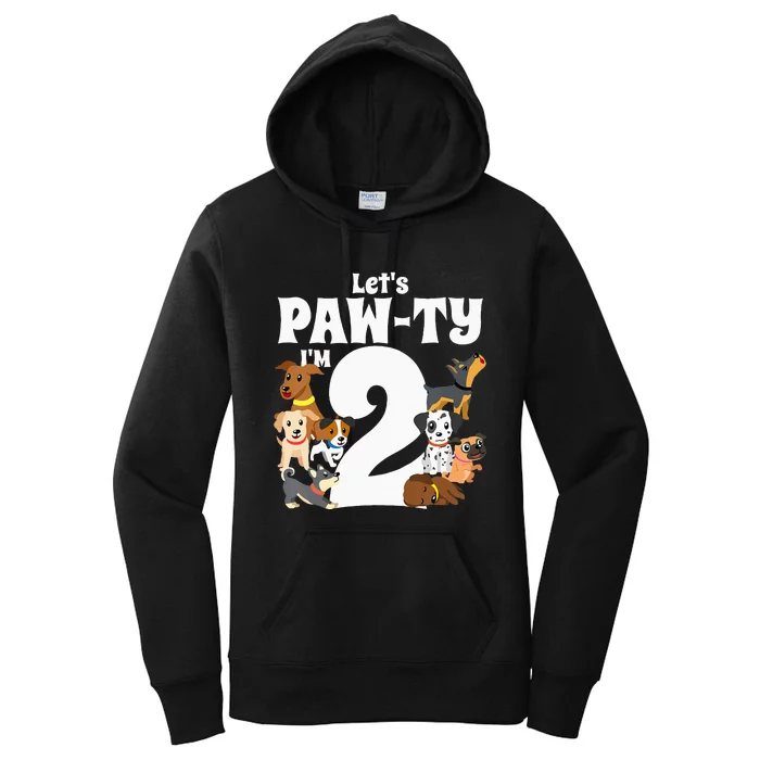 Kids 2 Year Old Puppy Dog Birthday Pawty Dogs 2nd Party Gift Idea Women's Pullover Hoodie