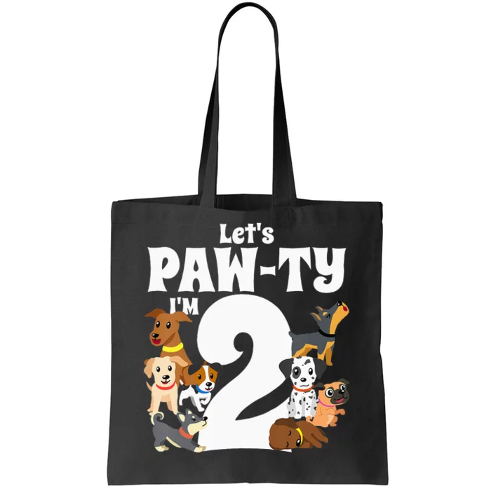 Kids 2 Year Old Puppy Dog Birthday Pawty Dogs 2nd Party Gift Idea Tote Bag