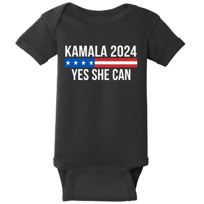 Kamala 2024 Yes She Can Baby Bodysuit