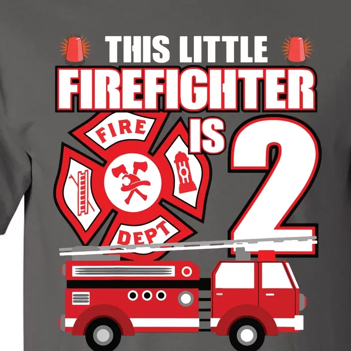 Kids 2 Year Old Firefighter Birthday Party Fire Truck 2nd Gift Tall T-Shirt