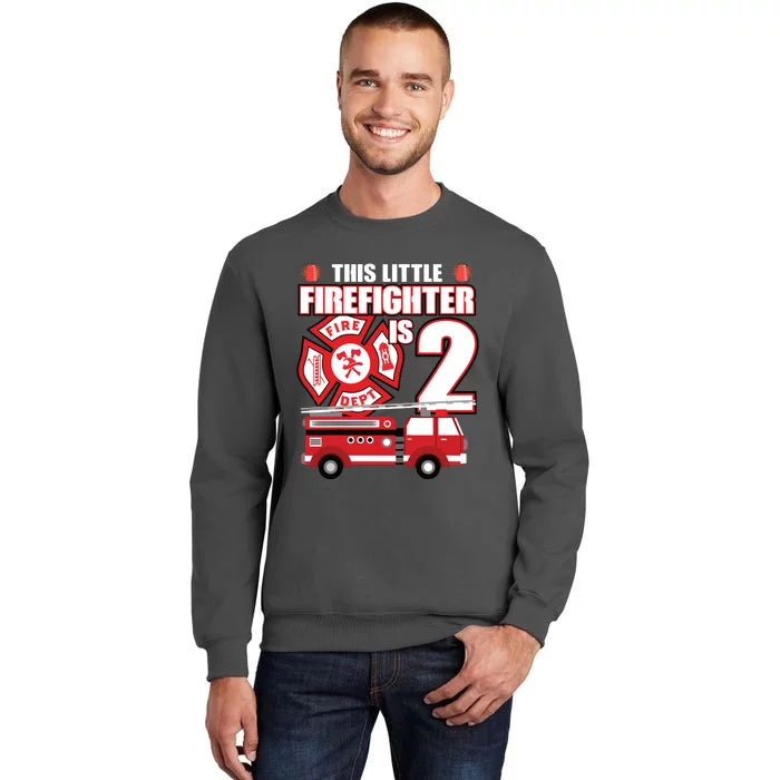 Kids 2 Year Old Firefighter Birthday Party Fire Truck 2nd Gift Tall Sweatshirt