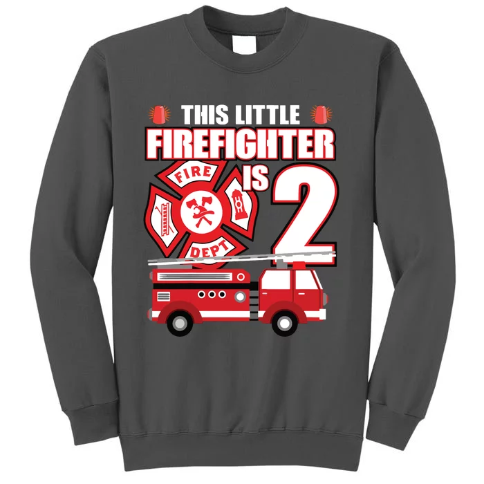 Kids 2 Year Old Firefighter Birthday Party Fire Truck 2nd Gift Tall Sweatshirt