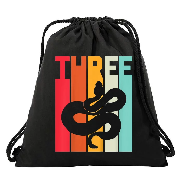 Kids 3rd Birthday Vintage Snake Lover Pet Reptile 3 Years Old Drawstring Bag