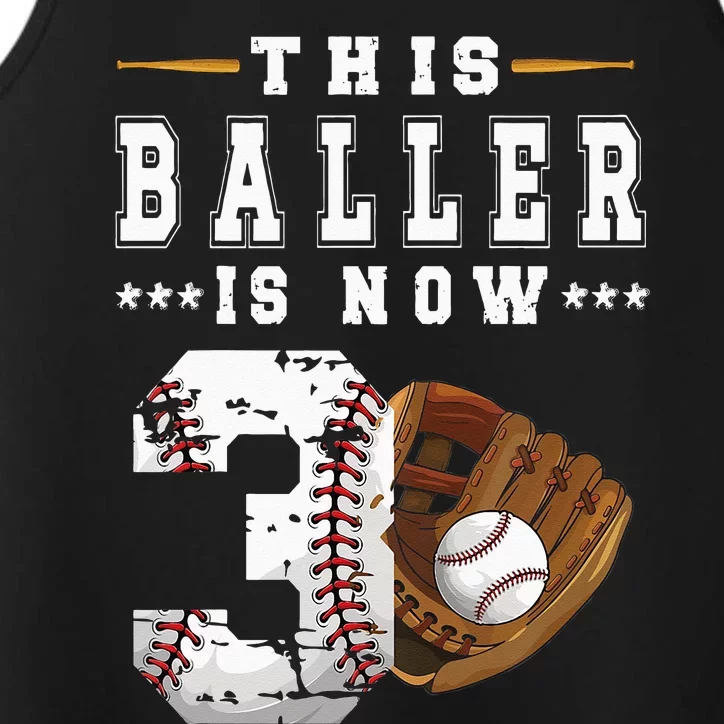 Kids 3rd Birthday Baseball Boy Three Year Old Baseball Player Performance Tank