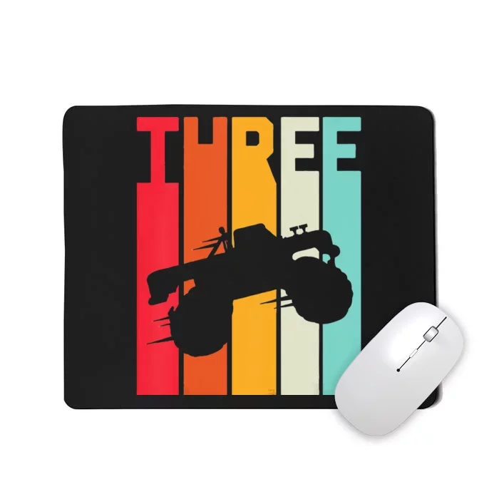 Kids 3rd Birthday Retro Monster Truck 3 Years Girl Kids Mousepad