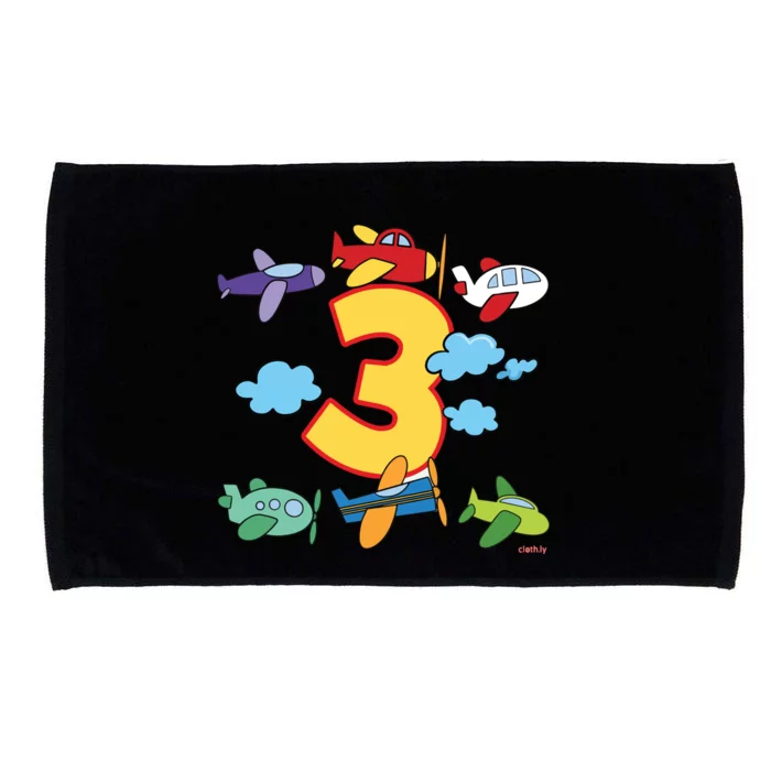 Kids 3rd Birthday Boy Airplane Pilot 3 Years Birthday Microfiber Hand Towel