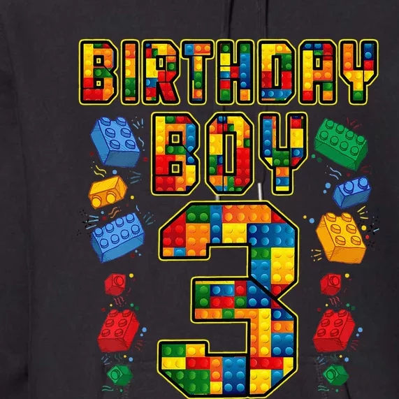 Kids 3rd Birthday Master Builder 3 Years Old Block Building Premium Hoodie