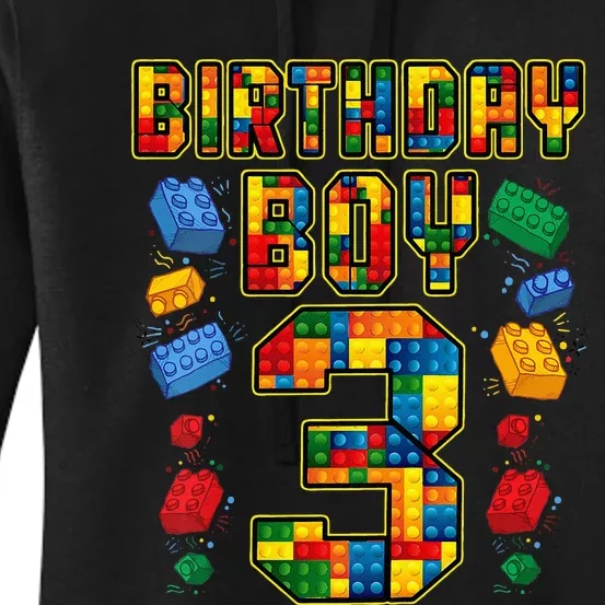 Kids 3rd Birthday Master Builder 3 Years Old Block Building Women's Pullover Hoodie