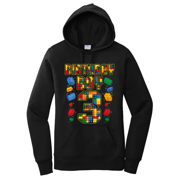 Kids 3rd Birthday Master Builder 3 Years Old Block Building Women's Pullover Hoodie