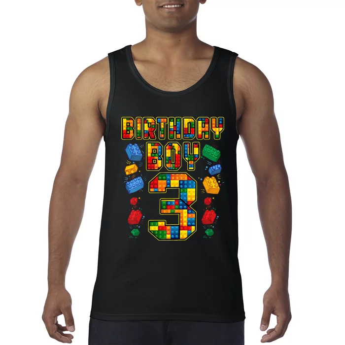 Kids 3rd Birthday Master Builder 3 Years Old Block Building Tank Top