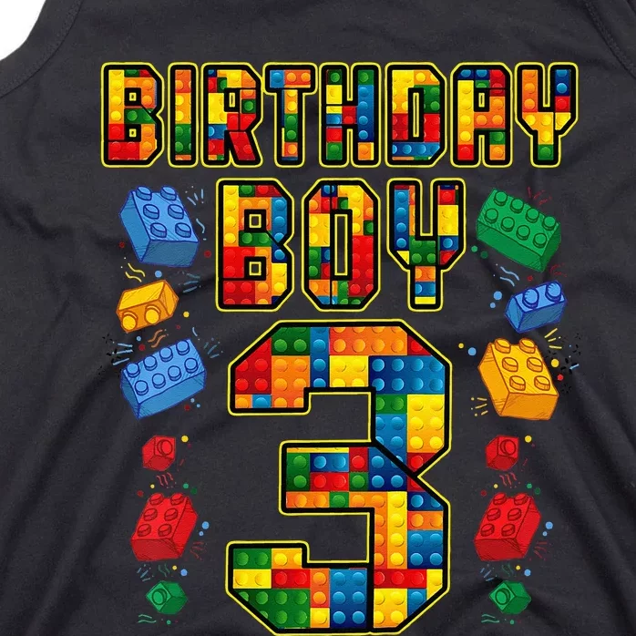 Kids 3rd Birthday Master Builder 3 Years Old Block Building Tank Top