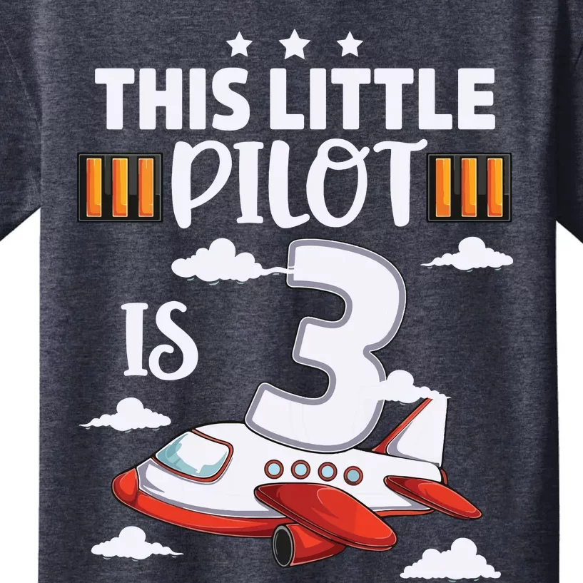 Kids 3 Year Old Boy Girl Airplane Pilot 3rd Birthday Aircraft Kids T-Shirt