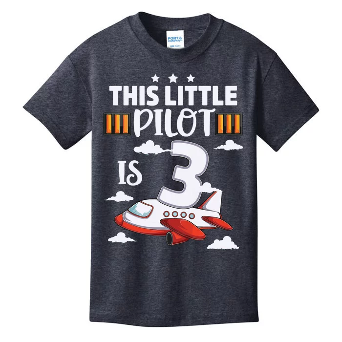 Kids 3 Year Old Boy Girl Airplane Pilot 3rd Birthday Aircraft Kids T-Shirt