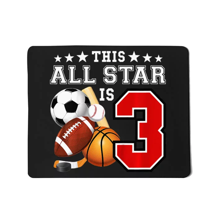 Kids 3 Year Old Sports Star Birthday Party All Sport 3rd Gift Mousepad