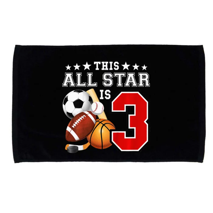 Kids 3 Year Old Sports Star Birthday Party All Sport 3rd Gift Microfiber Hand Towel