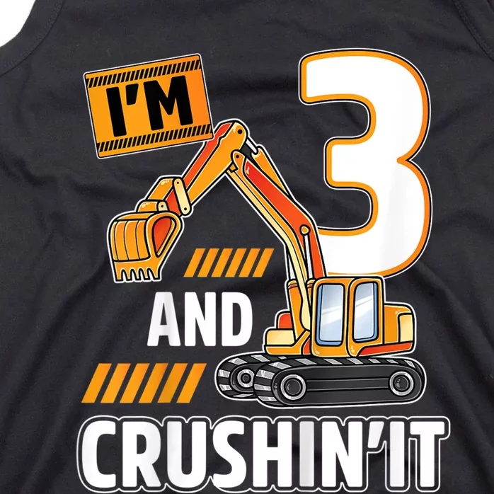 Kids 3 Year Old Vehicles Construction Excavator Birthday 3rd Tank Top