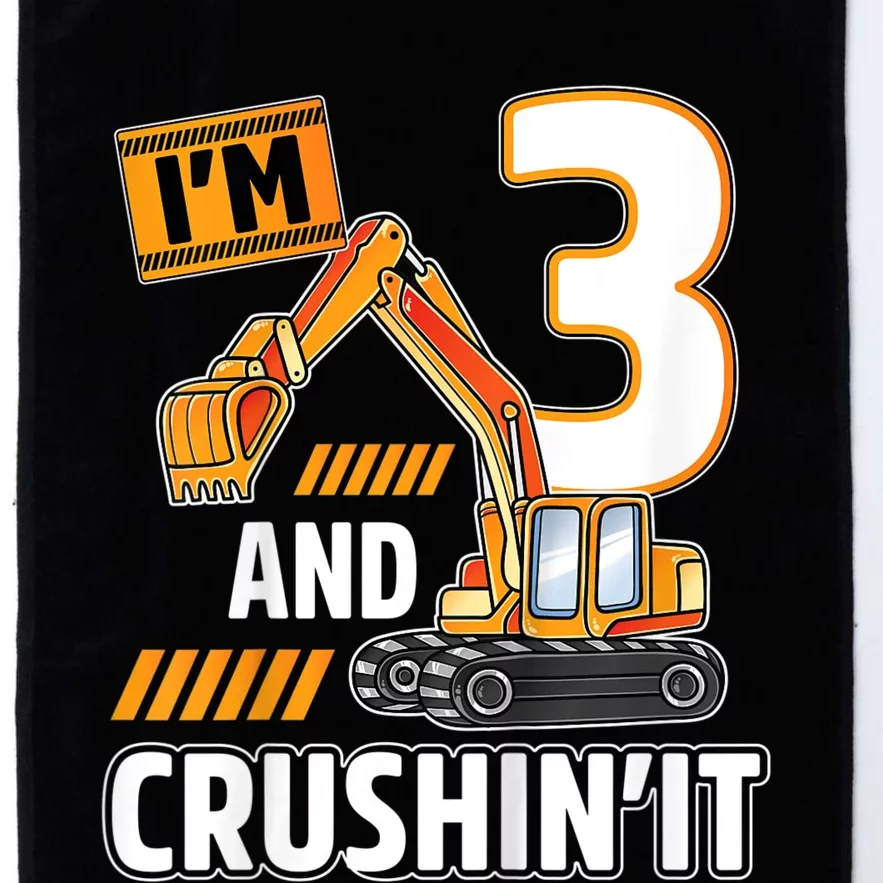 Kids 3 Year Old Vehicles Construction Excavator Birthday 3rd Platinum Collection Golf Towel