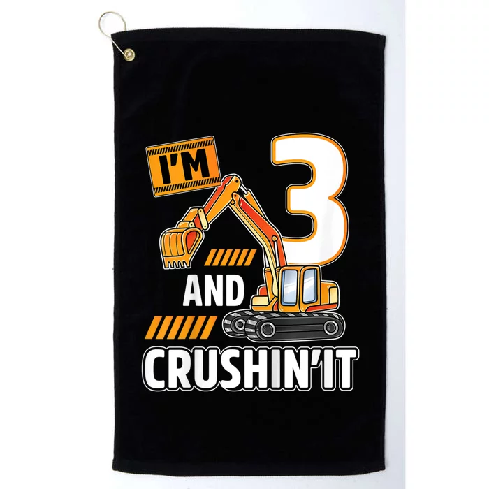 Kids 3 Year Old Vehicles Construction Excavator Birthday 3rd Platinum Collection Golf Towel