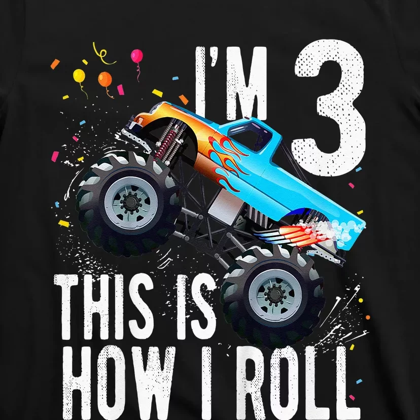 Kids 3 Year Old 3rd Birthday Boy Monster Truck Car T-Shirt