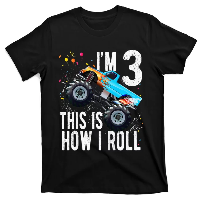 Kids 3 Year Old 3rd Birthday Boy Monster Truck Car T-Shirt