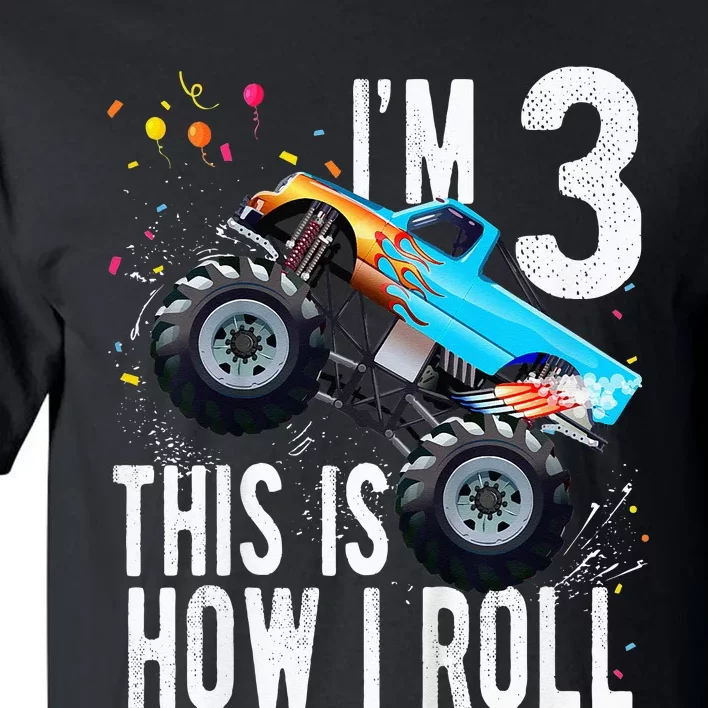 Kids 3 Year Old 3rd Birthday Boy Monster Truck Car Tall T-Shirt