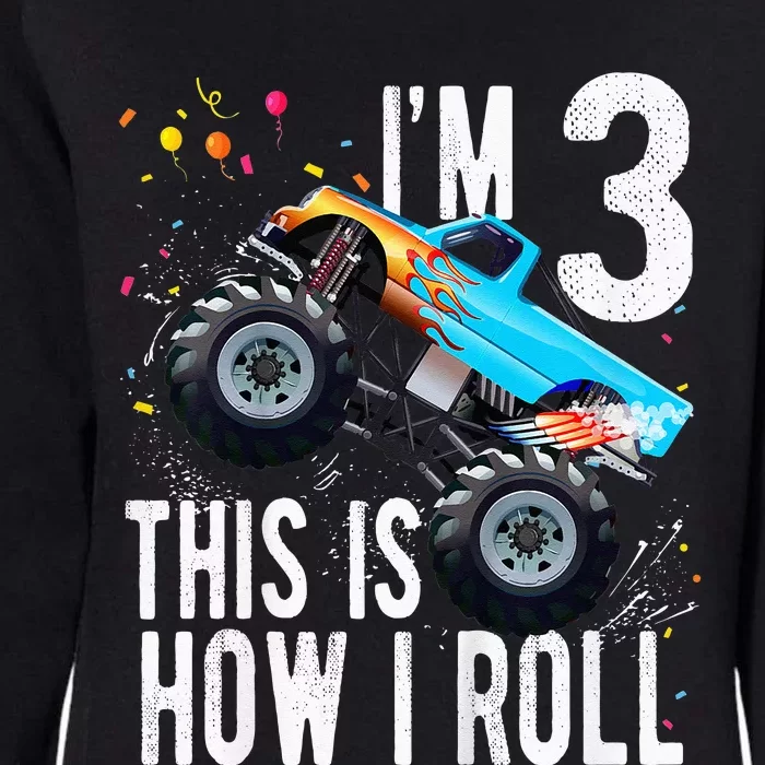 Kids 3 Year Old 3rd Birthday Boy Monster Truck Car Womens California Wash Sweatshirt