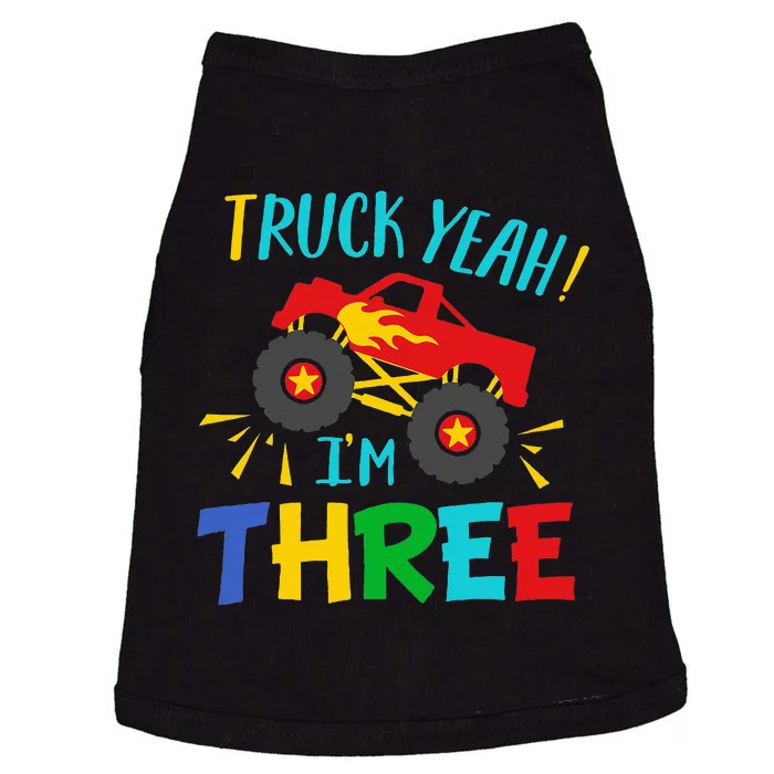 Kids 3 Years Old Birthday Gift Truck Yeah Im Three Funny Doggie Tank