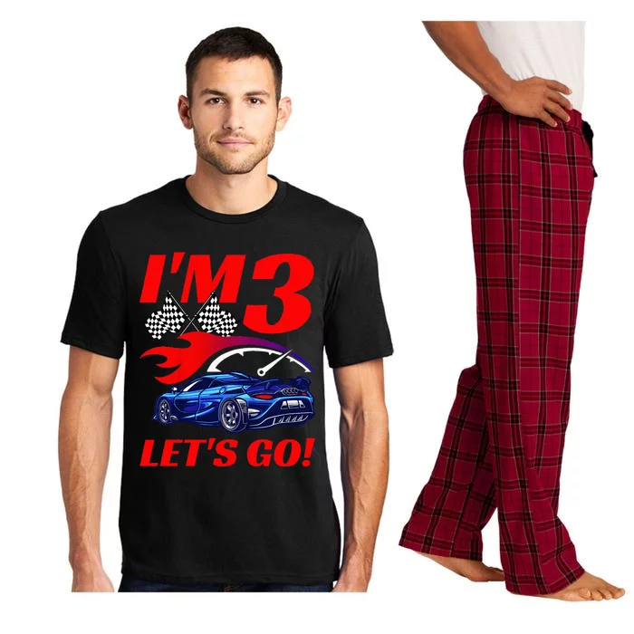 Kids 3 Year Old 3rd Racing Racecar Birthday Party Pajama Set