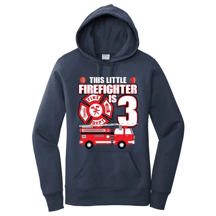 Kids 3 Year Old Firefighter Birthday Party Fire Truck 3rd Gift Women's Pullover Hoodie