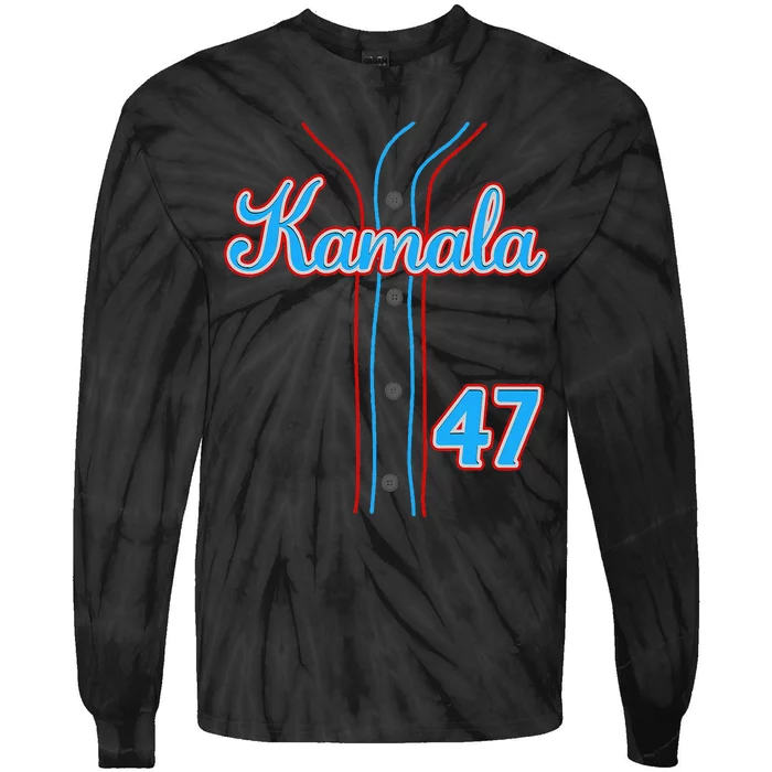 Kamala 47 Baseball Jersey Team Madam President Halloween Tie-Dye Long Sleeve Shirt