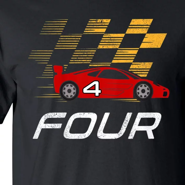 Kids 4th Birthday Race Car I Funny Four Years Old Boys Tall T-Shirt