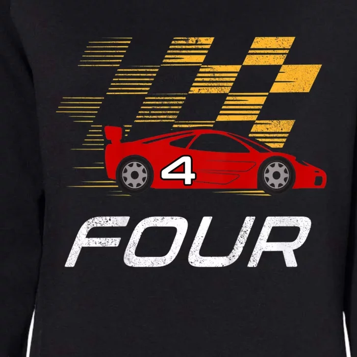 Kids 4th Birthday Race Car I Funny Four Years Old Boys Womens California Wash Sweatshirt