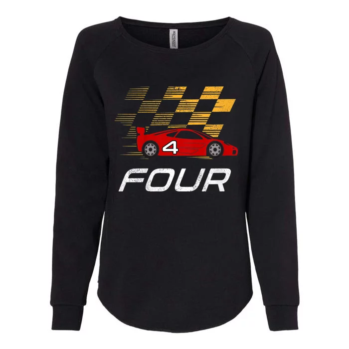 Kids 4th Birthday Race Car I Funny Four Years Old Boys Womens California Wash Sweatshirt