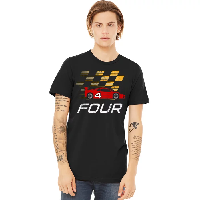 Kids 4th Birthday Race Car I Funny Four Years Old Boys Premium T-Shirt