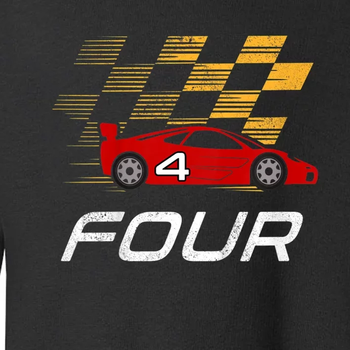 Kids 4th Birthday Race Car I Funny Four Years Old Boys Toddler Sweatshirt