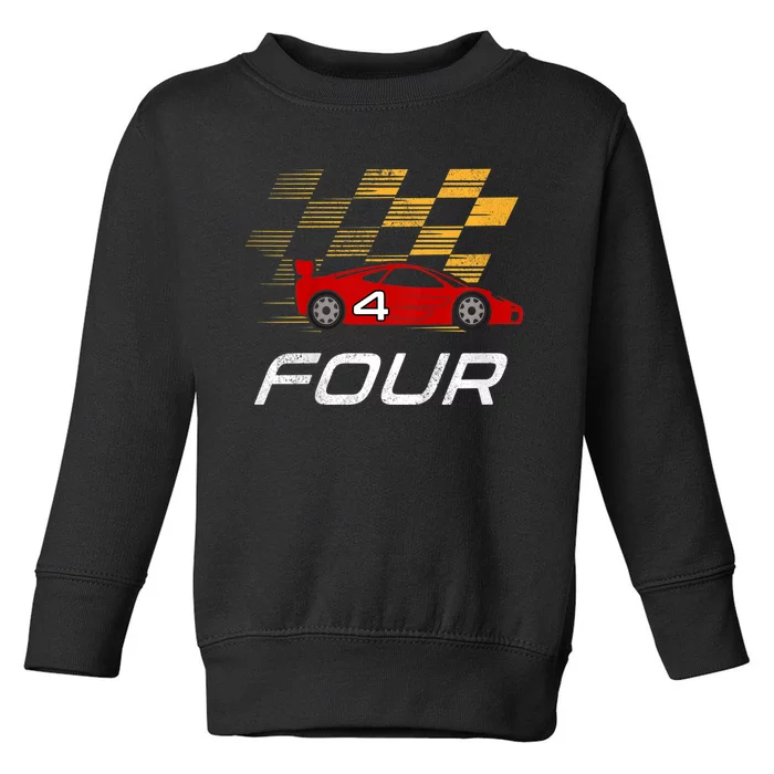 Kids 4th Birthday Race Car I Funny Four Years Old Boys Toddler Sweatshirt