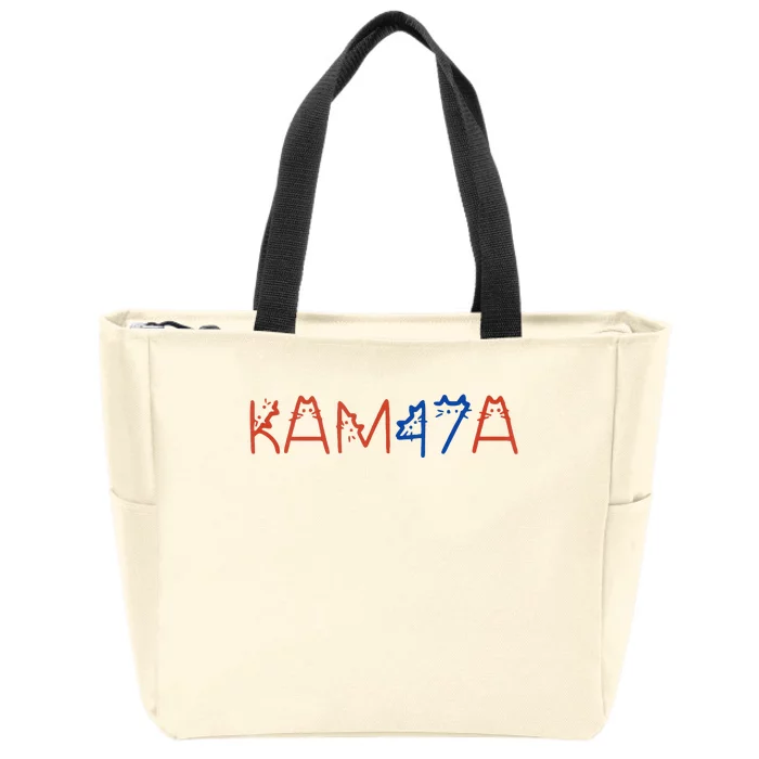 Kamala 47 Cat Letter Font Design Cat Lady Harris President Zip Tote Bag