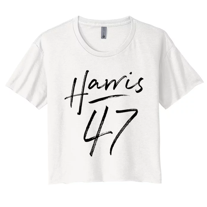 Kamala 47 Feminine Script Harris 2024 Women's Crop Top Tee