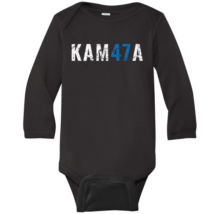 Kamala 47 Madam President Harris Vote Election Grunge Kam47a Baby Long Sleeve Bodysuit