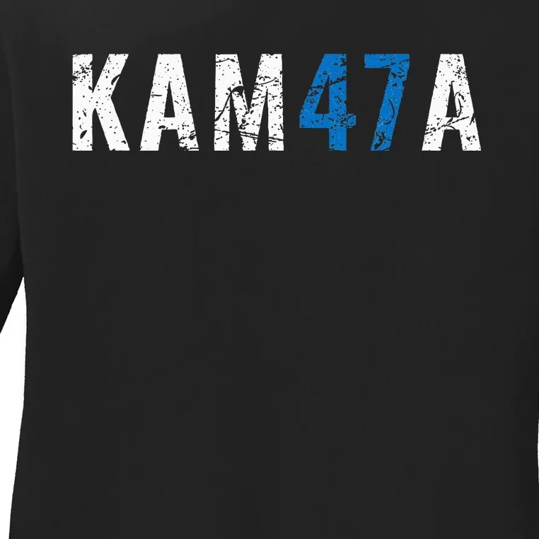 Kamala 47 Madam President Harris Vote Election Grunge Kam47a Ladies Long Sleeve Shirt