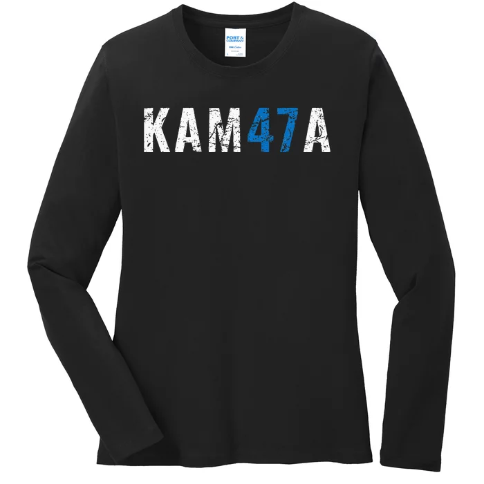 Kamala 47 Madam President Harris Vote Election Grunge Kam47a Ladies Long Sleeve Shirt