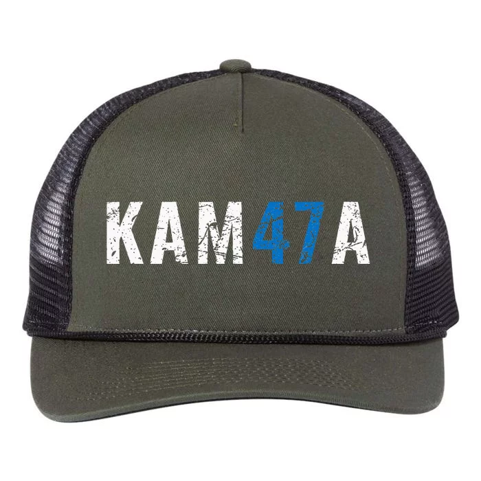 Kamala 47 Madam President Harris Vote Election Grunge Kam47a Retro Rope Trucker Hat Cap