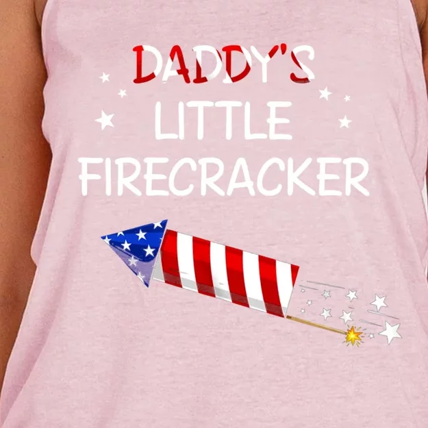 Kids 4th Of July Daddys Little Firecracker Funny Gift Women's Knotted Racerback Tank